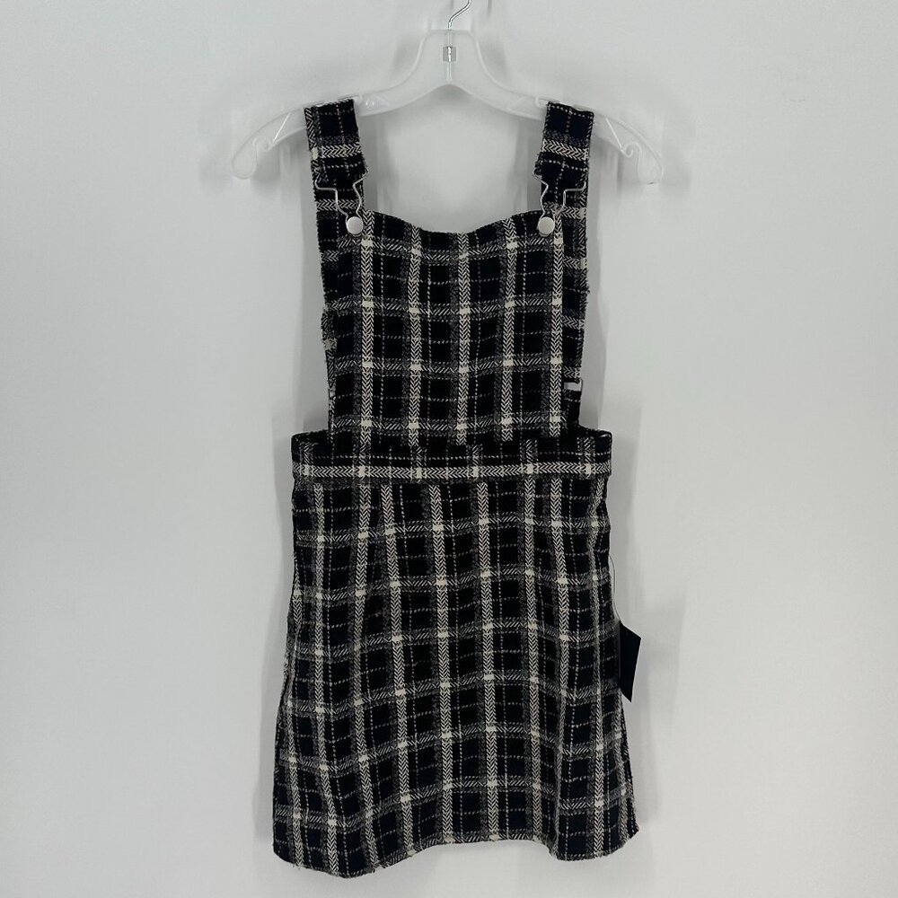 Women's Lulu's Adorable Persona Black/White Plaid Apron Mini Dress S